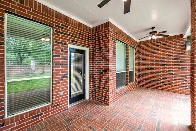 view of patio / terrace featuring ceiling fan