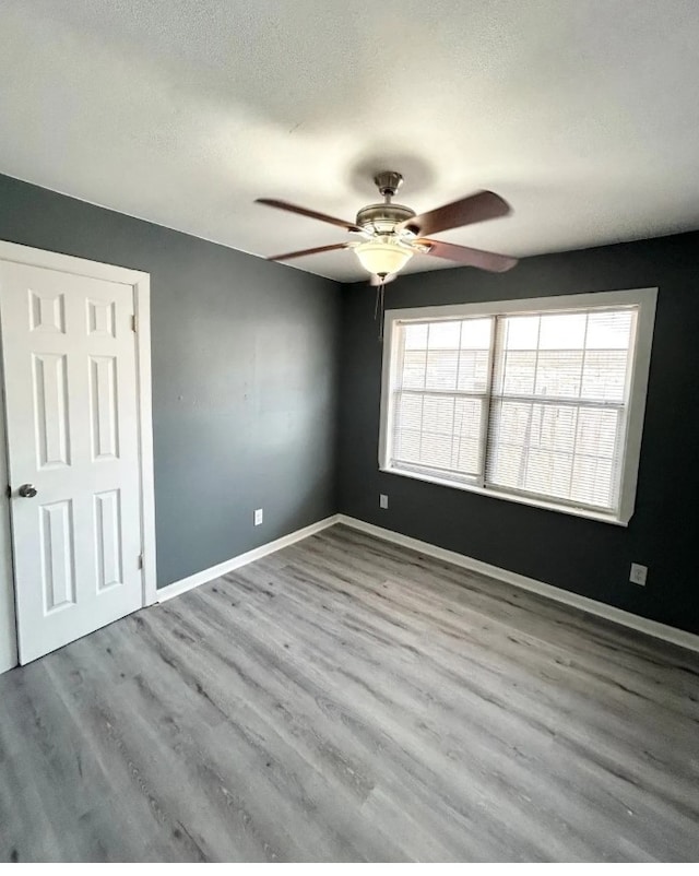 empty room featuring ceiling fan and light wood-type flooring