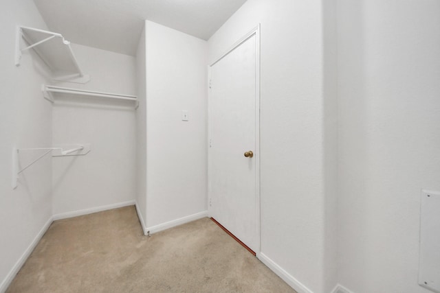 spacious closet with light colored carpet