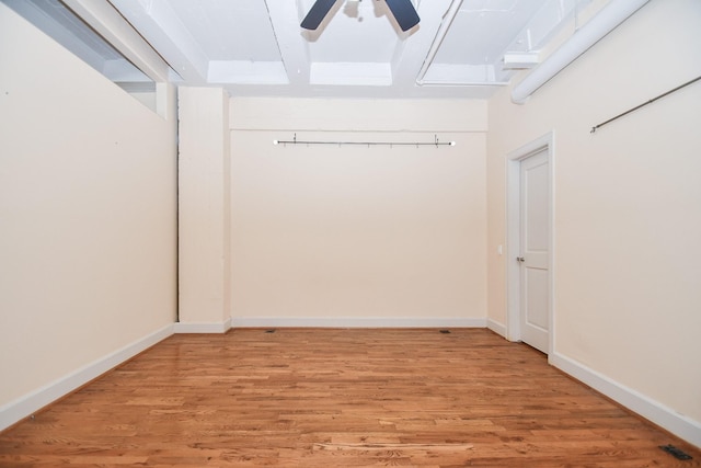 interior space featuring ceiling fan and light hardwood / wood-style flooring