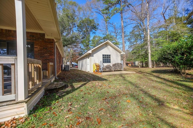 view of property exterior with a lawn