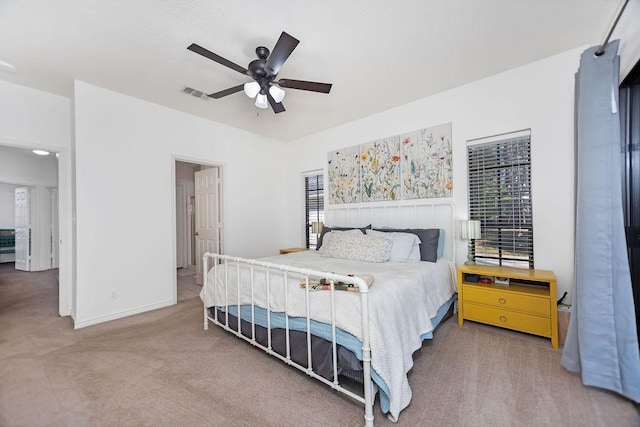 bedroom with carpet and ceiling fan