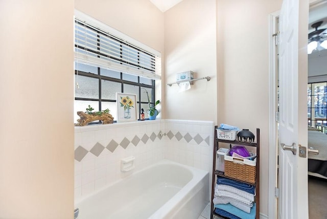 bathroom featuring a washtub