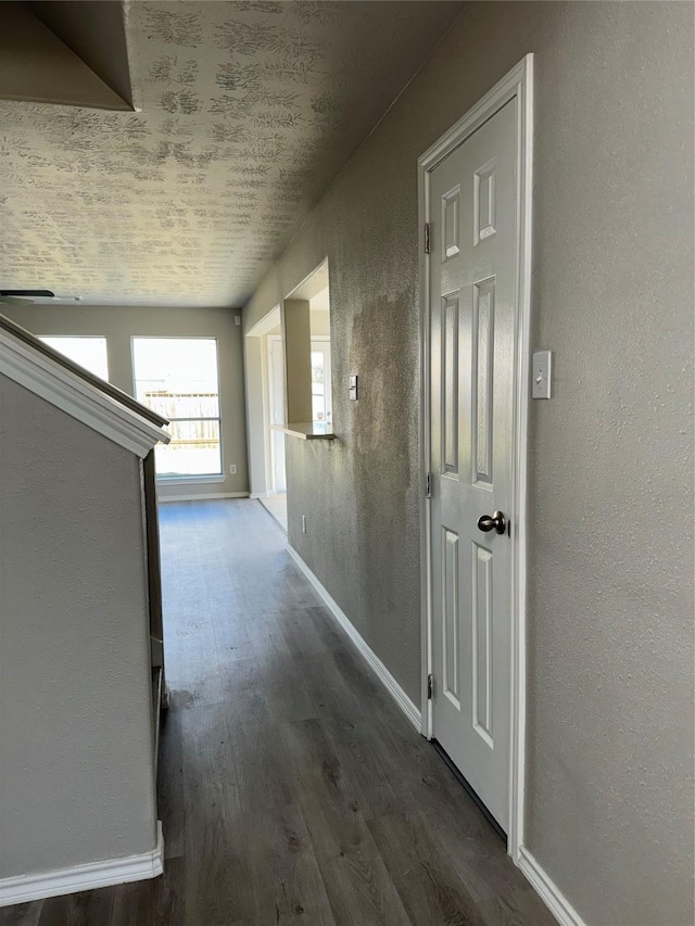 corridor featuring dark hardwood / wood-style floors