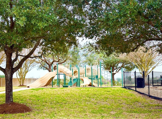 view of playground with a yard