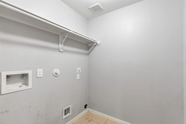 laundry area with hookup for a washing machine, hookup for a gas dryer, and electric dryer hookup