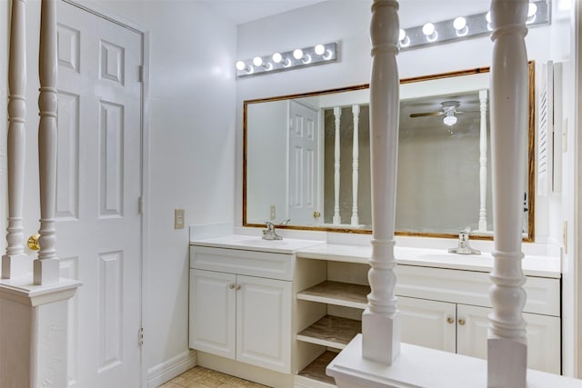 bathroom featuring vanity and ceiling fan