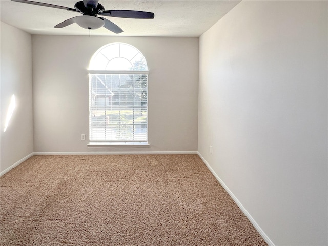 carpeted spare room with ceiling fan and a healthy amount of sunlight