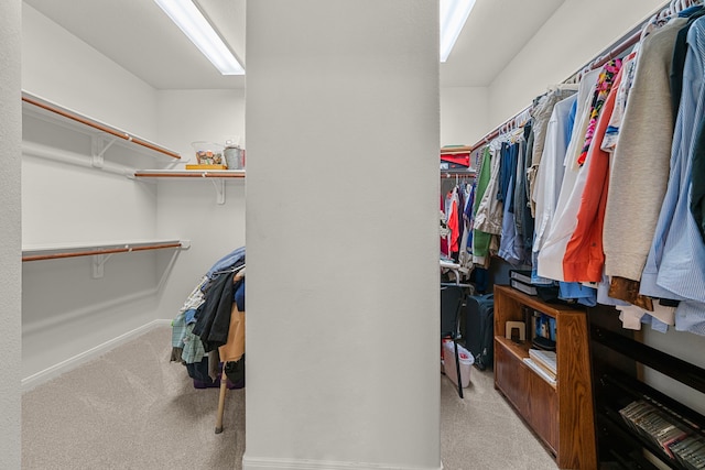 spacious closet with light carpet