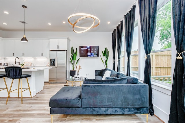 living room featuring light hardwood / wood-style floors