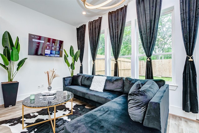 living room with hardwood / wood-style flooring