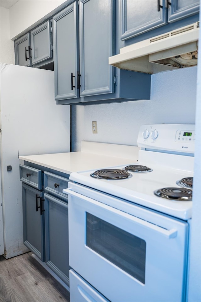 kitchen featuring light hardwood / wood-style flooring and electric stove