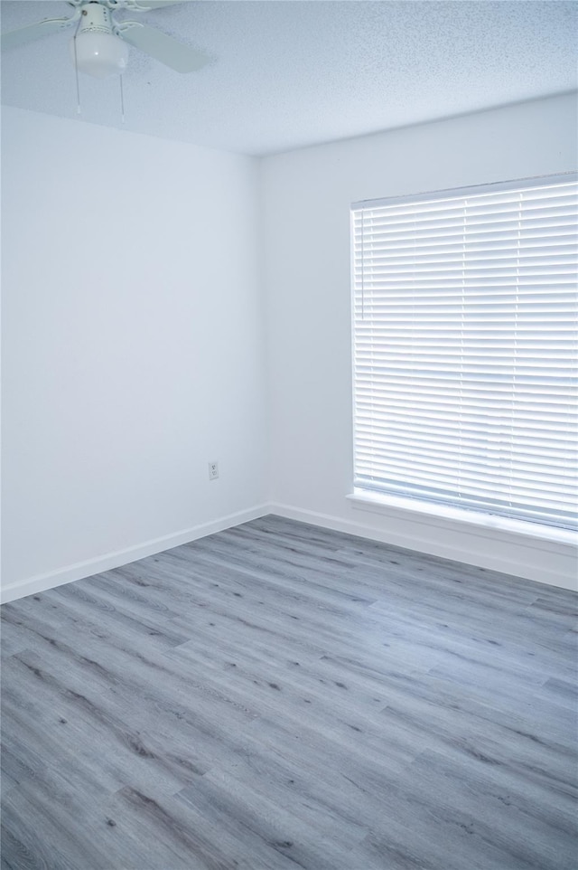 spare room with wood-type flooring and ceiling fan