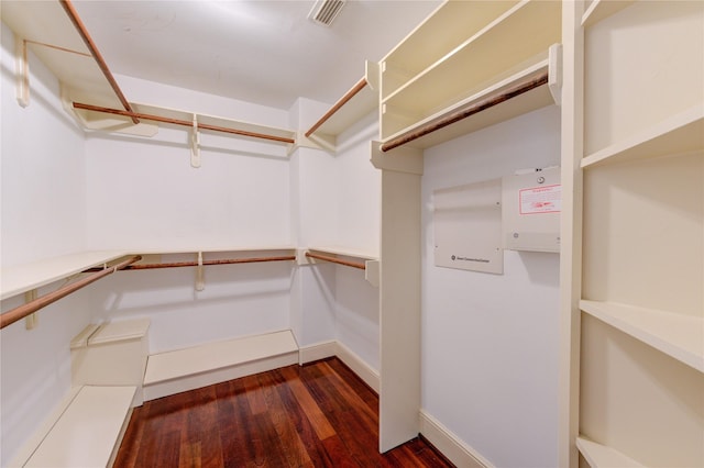 walk in closet featuring dark hardwood / wood-style flooring