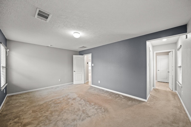 carpeted empty room with a healthy amount of sunlight and a textured ceiling