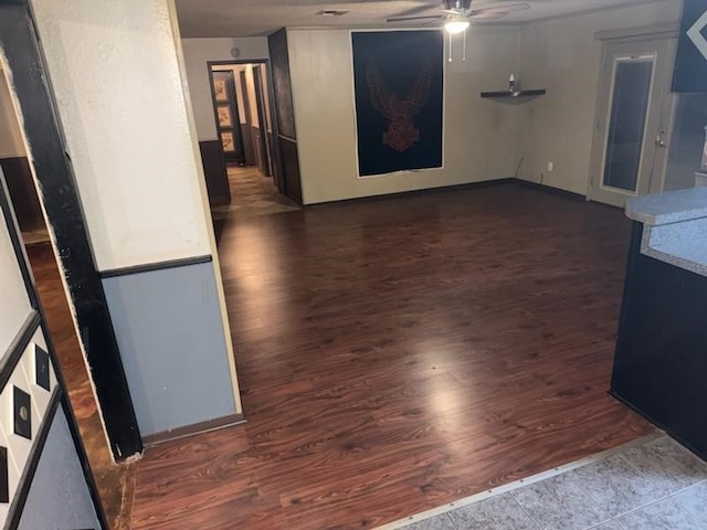 hallway with dark wood-type flooring