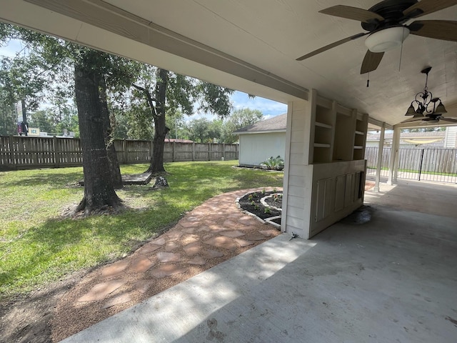 view of patio with ceiling fan