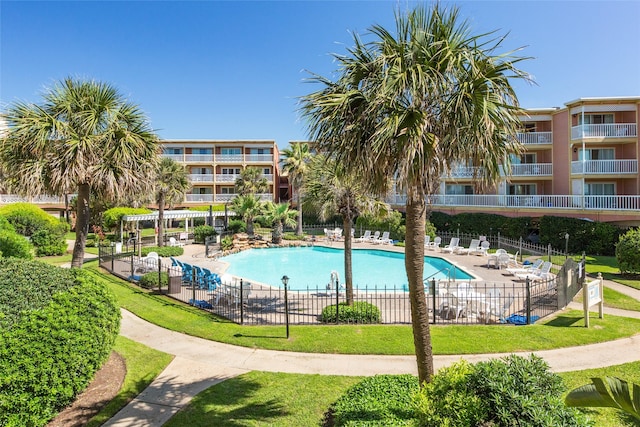 view of pool featuring a patio area