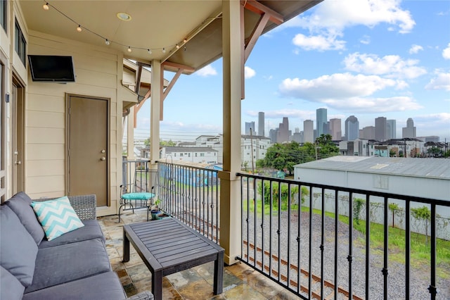 balcony with a view of city