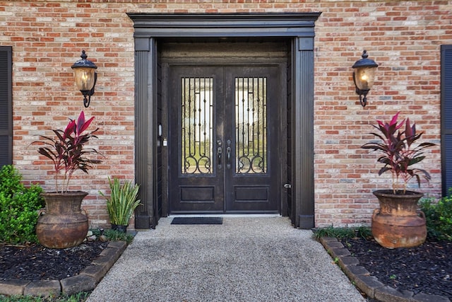 doorway to property featuring french doors