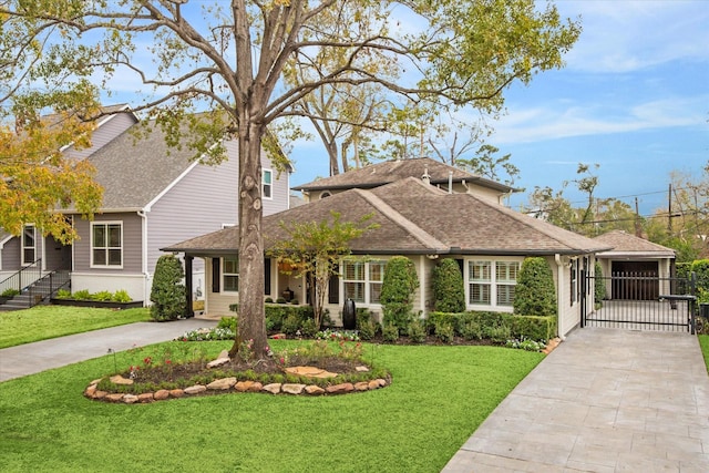 view of front of property featuring a front yard