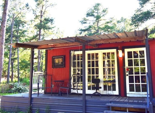 view of outdoor structure featuring french doors