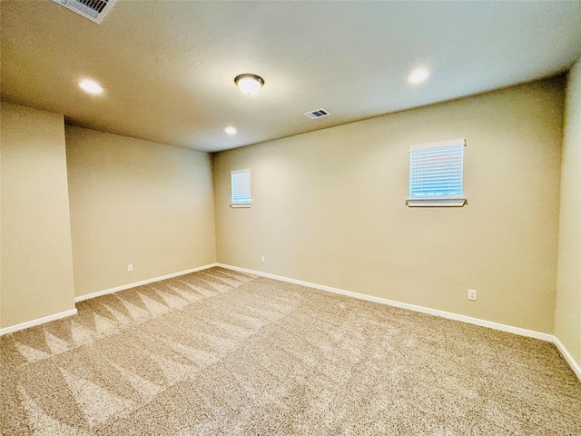 basement featuring carpet