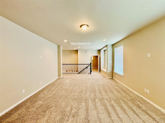 basement with light colored carpet