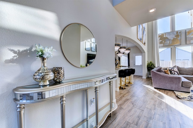 interior space featuring high vaulted ceiling