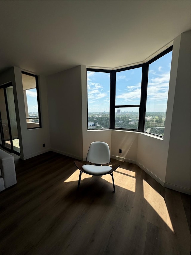 sitting room with wood-type flooring