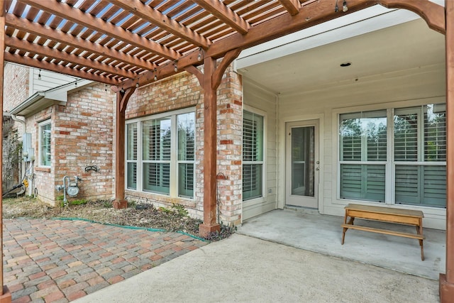 view of patio / terrace featuring a pergola