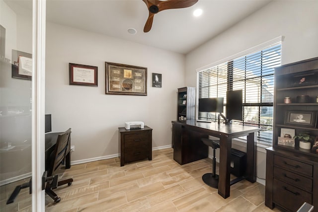 office featuring ceiling fan