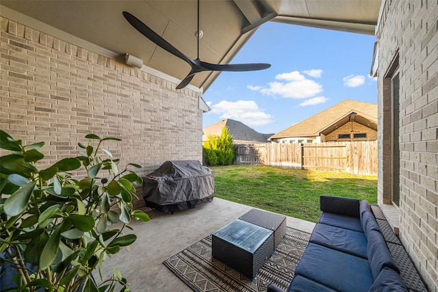 view of patio / terrace featuring outdoor lounge area and grilling area