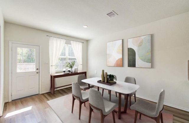 dining room with light hardwood / wood-style floors