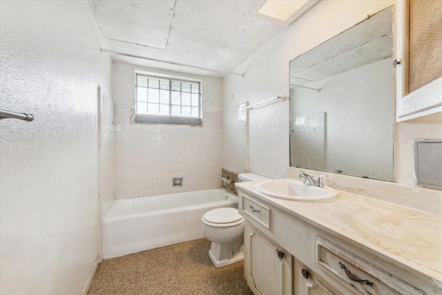 full bathroom featuring vanity, toilet, and tiled shower / bath combo