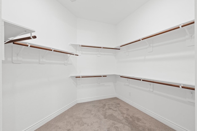 spacious closet featuring light carpet