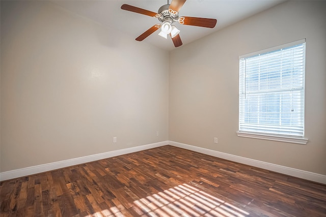 3815 Founders Dr, Needville, TX 77461 - empty room with dark wood finished floors and a ceiling fan