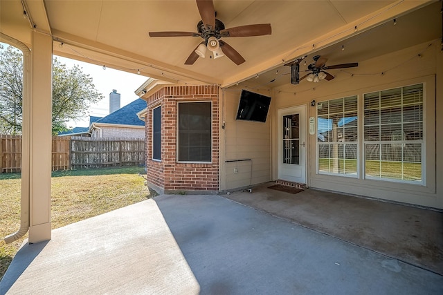 3815 Founders Dr, Needville, TX 77461 - view of patio featuring ceiling fan