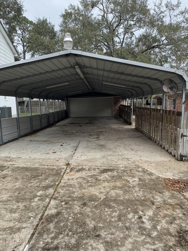 view of parking with a carport