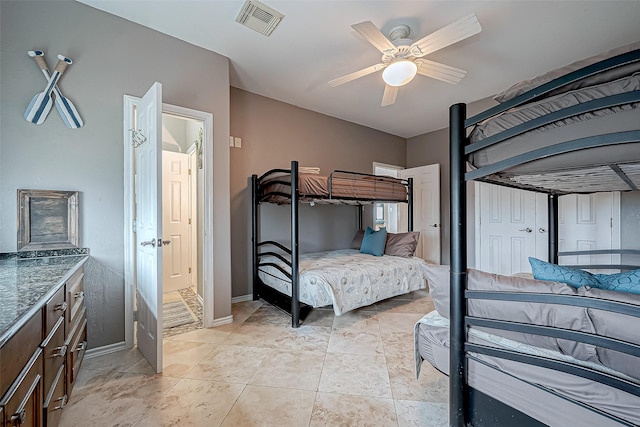 bedroom featuring ceiling fan