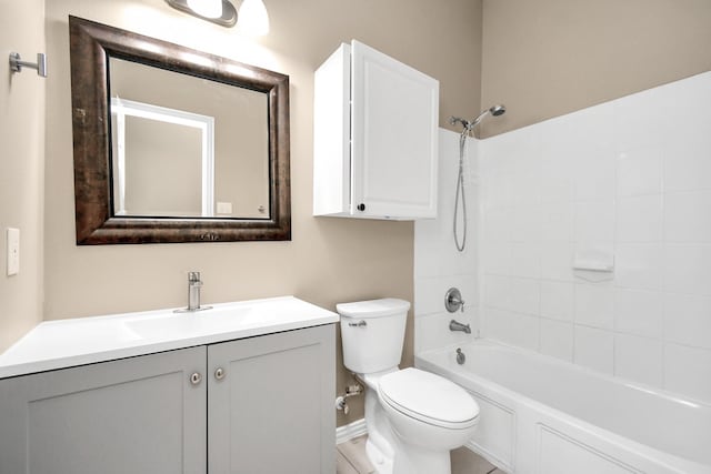 full bathroom featuring vanity, toilet, and shower / bathtub combination