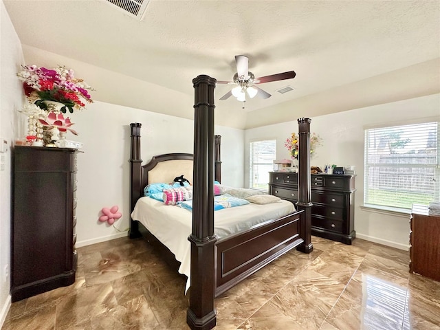 bedroom featuring ceiling fan