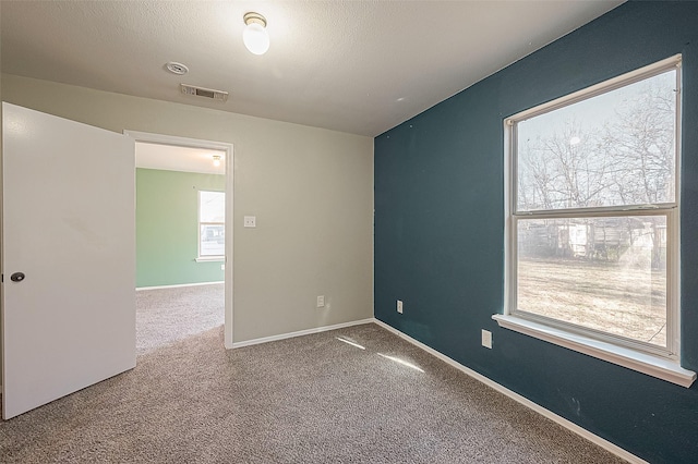 carpeted spare room featuring a healthy amount of sunlight