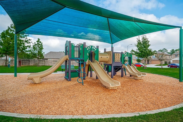 view of play area featuring a yard