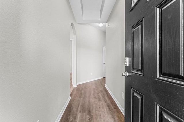 hall featuring wood-type flooring