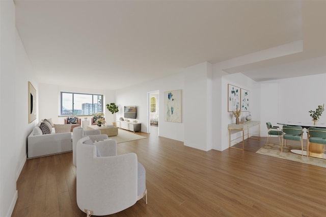 living room with hardwood / wood-style flooring