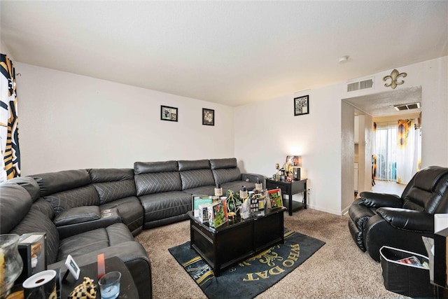 living room with carpet flooring