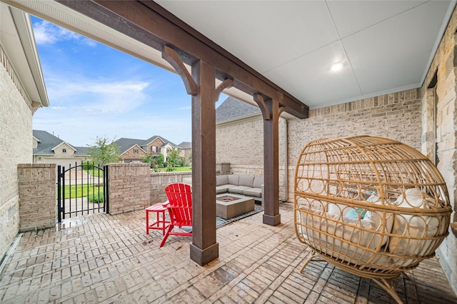 view of patio with a fire pit