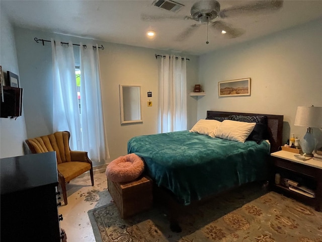 bedroom featuring ceiling fan