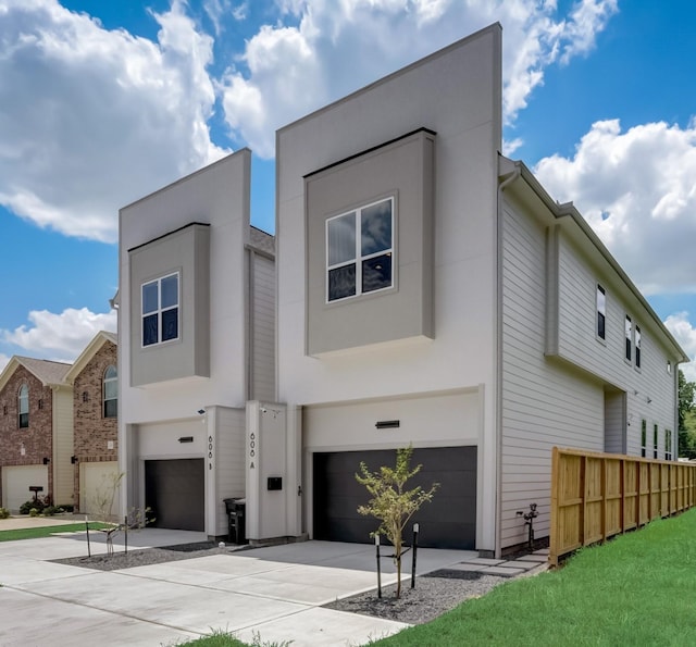 contemporary home featuring a garage